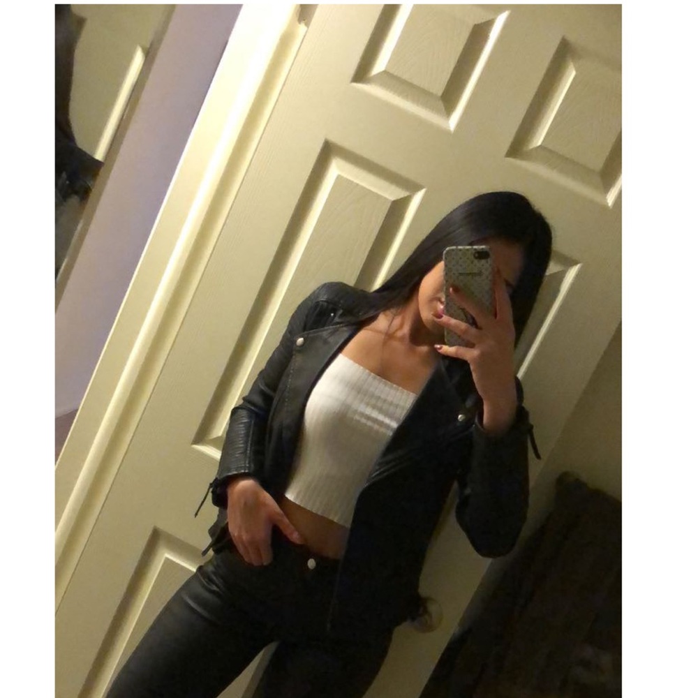 Faux leather biker jacket